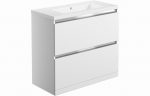 Carno 815mm 2 Drawer Floor Standing Basin & Unit - White Gloss - Image 4