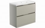Carno 815mm 2 Drawer Floor Standing Basin & Unit - Matt Latte - Image 4