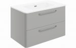 Gallant 810mm 2 Drawer Wall Unit & Basin - Grey Gloss - Image 3