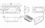 Sorento J Shape 1500x725x600mm 0TH Bath w/Legs (RH) - Image 3