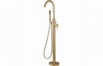 Pavora Floor Standing Bath/Shower Mixer - Brushed Brass - Image 2