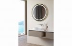 Lumo 600mm Round Front-Lit LED Mirror - Brushed Brass - Image 2