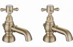 Talwyn Bath Pillar Taps - Brushed Brass - Image 2