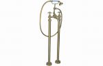 Talwyn Floor Standing Bath/Shower Mixer & Kit - Brushed Brass - Image 2