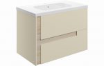 Contour 815mm Wall Hung 2 Drawer Basin & Unit - Cotton & Oak - Image 5