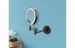 Noa Round LED Cosmetic Mirror - Black - Image 2