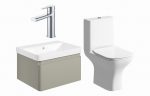 Lumina 600mm Basin Unit & Close Coupled WC - Latte w/Chrome
