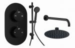 Borealis Round Shower Valve & Kit Pack 3 - Matt Black