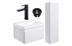 Lumina 600mm Basin Unit & Tall Unit - White w/Black Finishes