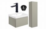 Lumina 600mm Basin Unit & Tall Unit - Latte w/Black Finishes