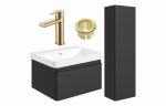 Lumina 600mm Basin Unit & Tall Unit - Black w/Brushed Brass