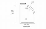45mm Low Profile 1000x800mm Offset Quadrant Tray & Waste (RH) - Image 3