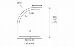 45mm Low Profile 1000x800mm Offset Quadrant Tray & Waste (LH) - Image 3