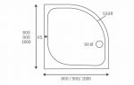 45mm Low Profile 1000mm Quadrant Tray & Waste - White - Image 3
